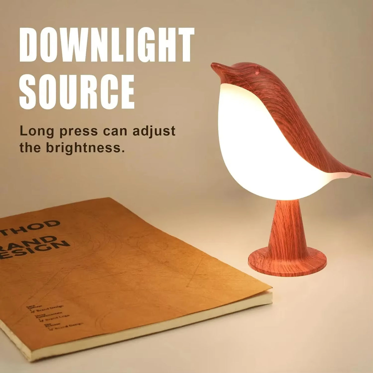 Small Desk Lamp, Bird Lamp Bedside Lamps with 3 Color Temperature and Touch Sensor,Cordless Lamp Kids Night Light